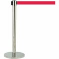 Aarco Form-A-Line System With 7' Slow Retracting Belt, Chrome Finish with Red Belt. HC-7RD
